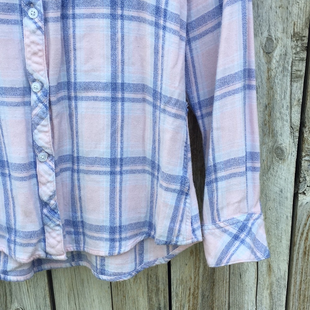 Rails Hunter Plaid Flannel Shirt Rayon Pink Blue S - Picture 7 of 16